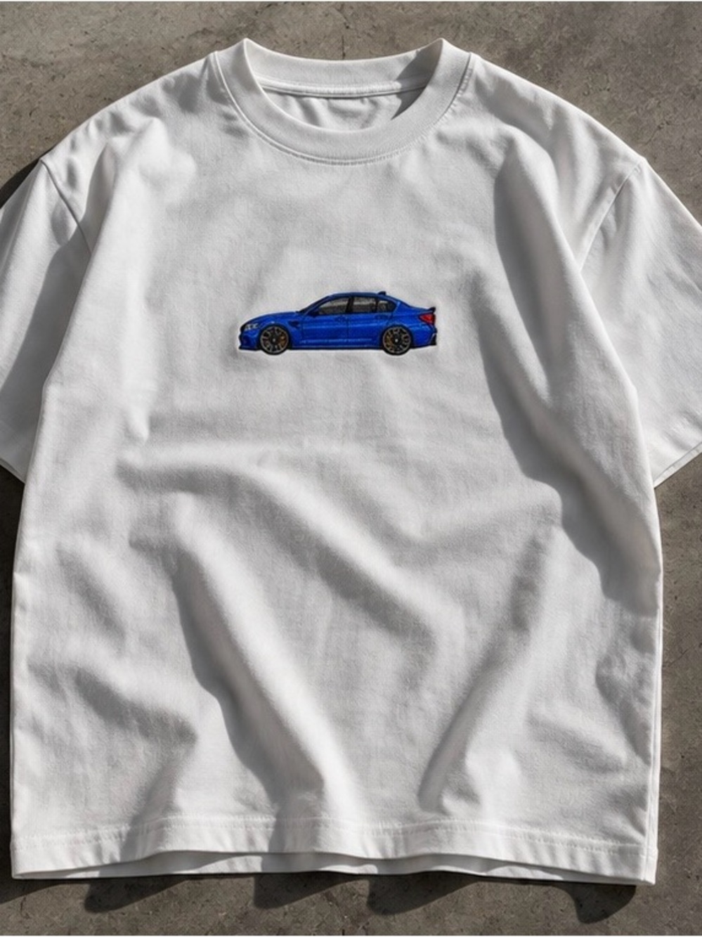 BMW M Embroidered Car White Cotton T-Shirt